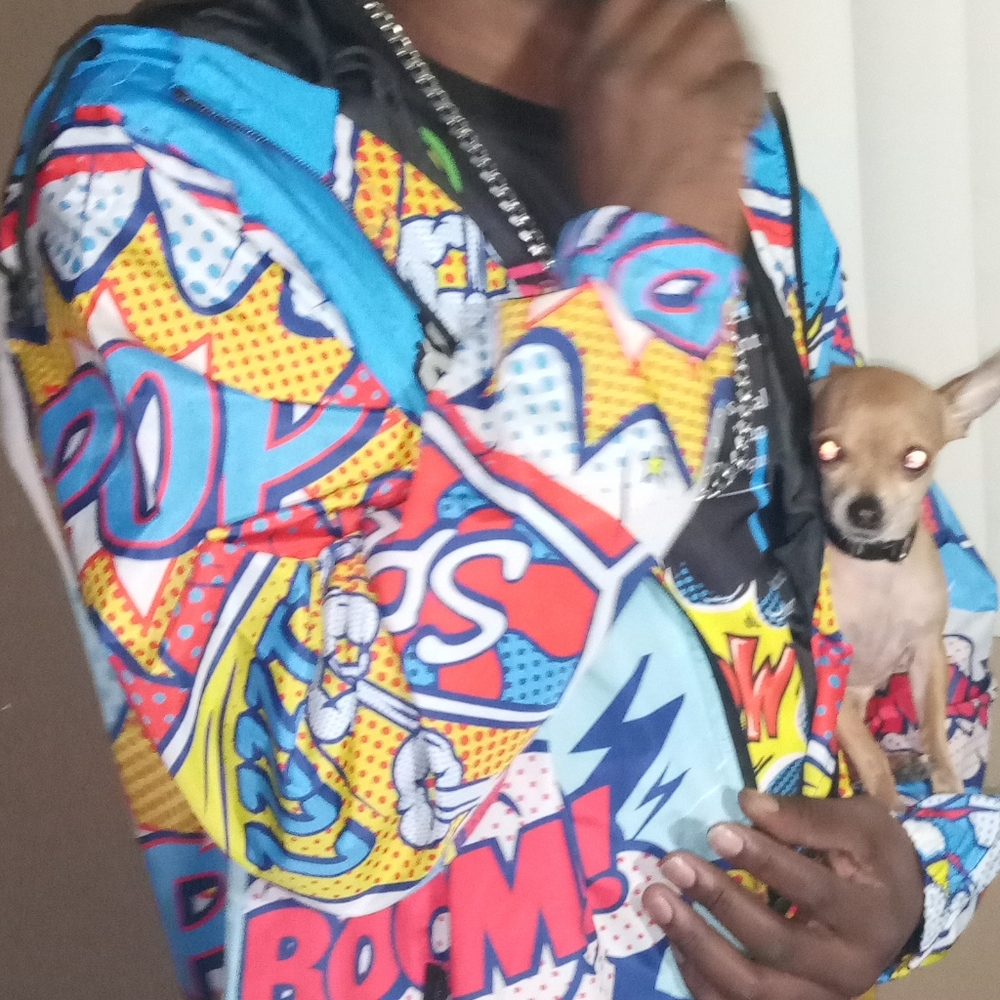 Comic strip print windbreaker